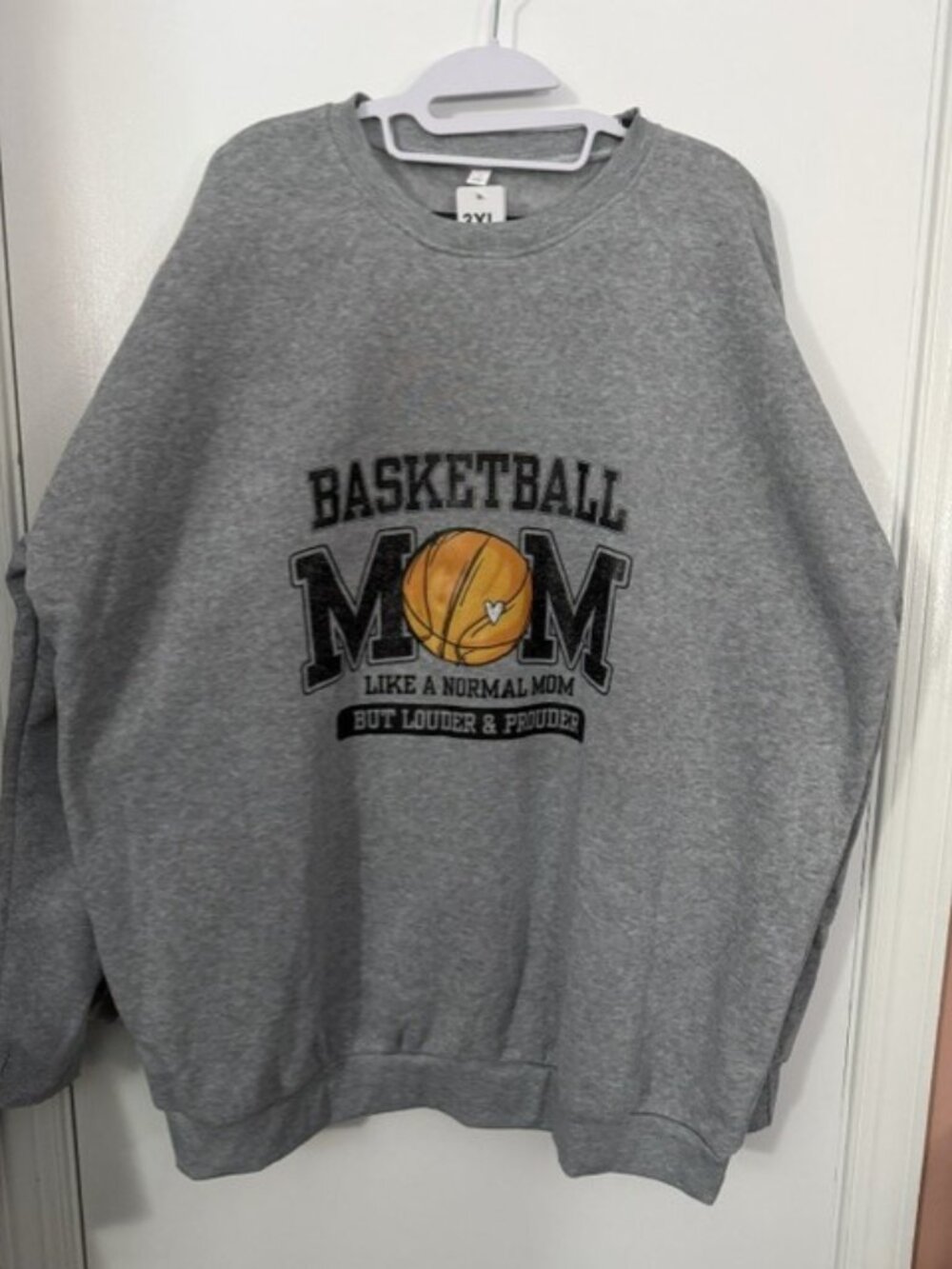 NWT Oversized Heather Gray Basketball Mom Louder & Prouder Sweatshirt 3XL